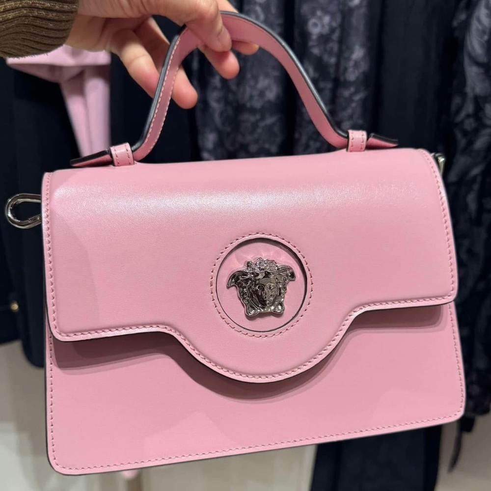 VERSACE La Medusa Pink Top Handle Shoulder Calfskin Leather Handbag Box Dust bag - Picture 4 of 15